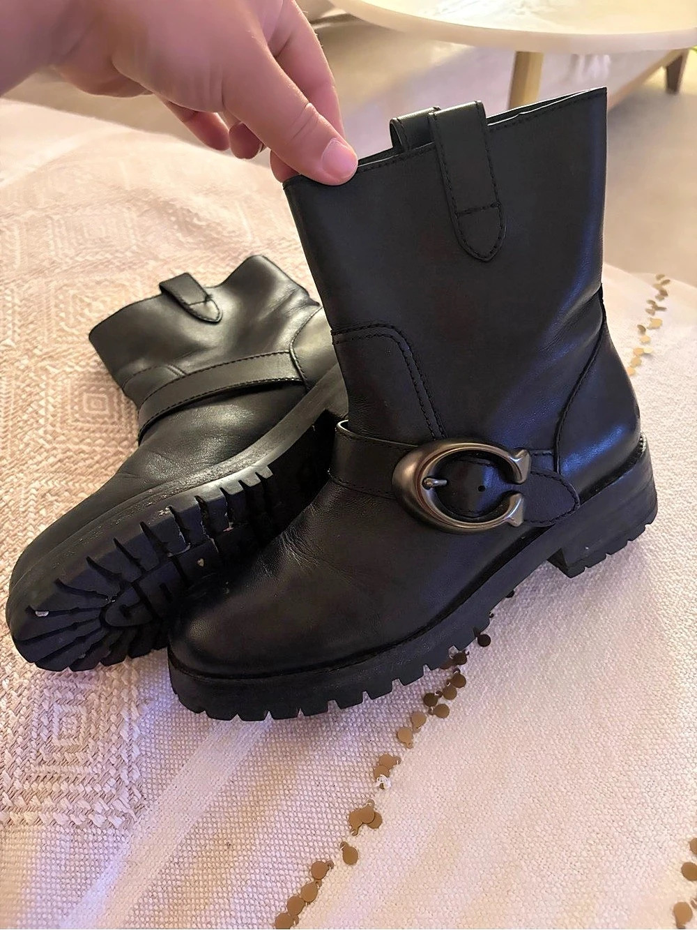 Coach Black Combat Boots